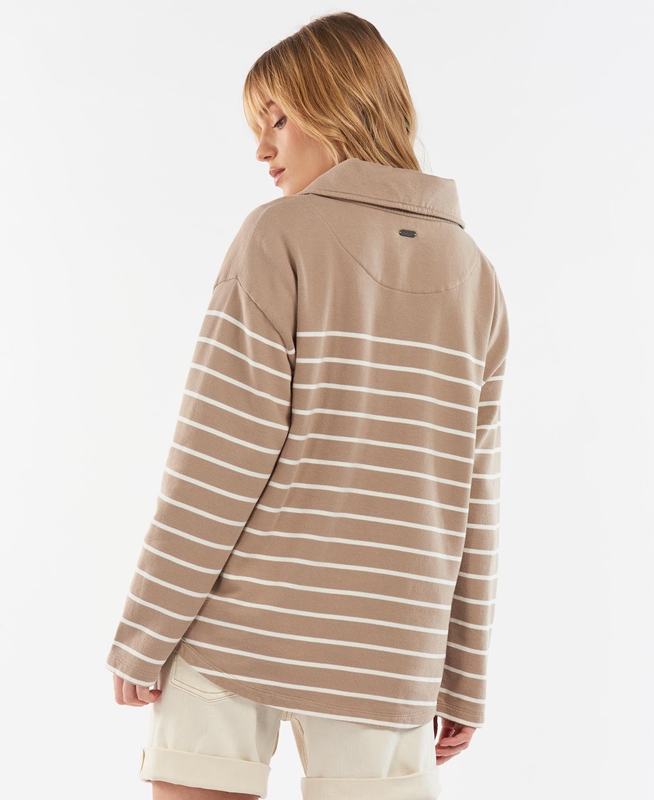 Beige Women's Barbour Explorer Ember Sweatshirts | MDQR-71249