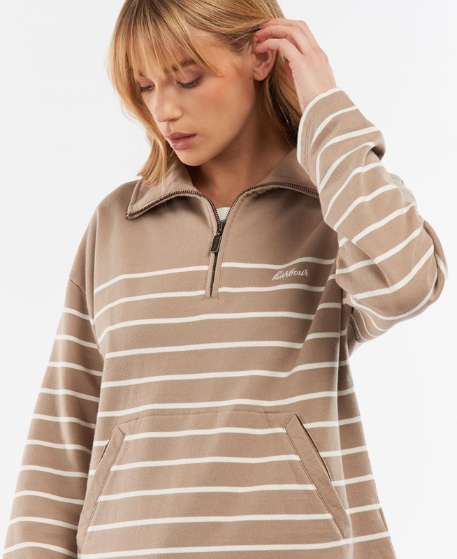 Beige Women's Barbour Explorer Ember Sweatshirts | MDQR-71249