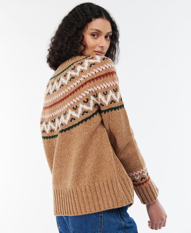 Beige Women's Barbour Langford Knit Sweaters | RZNQ-74139