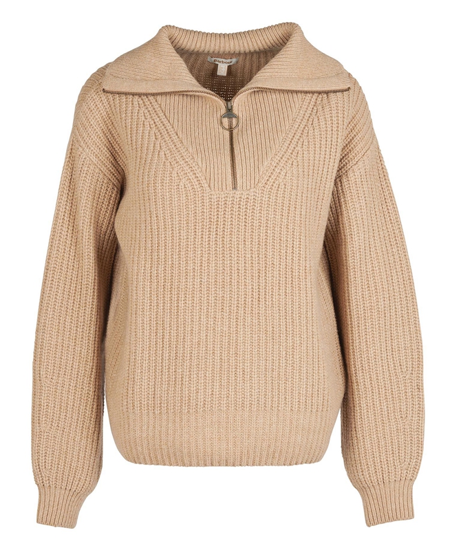 Beige Women's Barbour Stavia Knit Sweaters | LGTO-68730