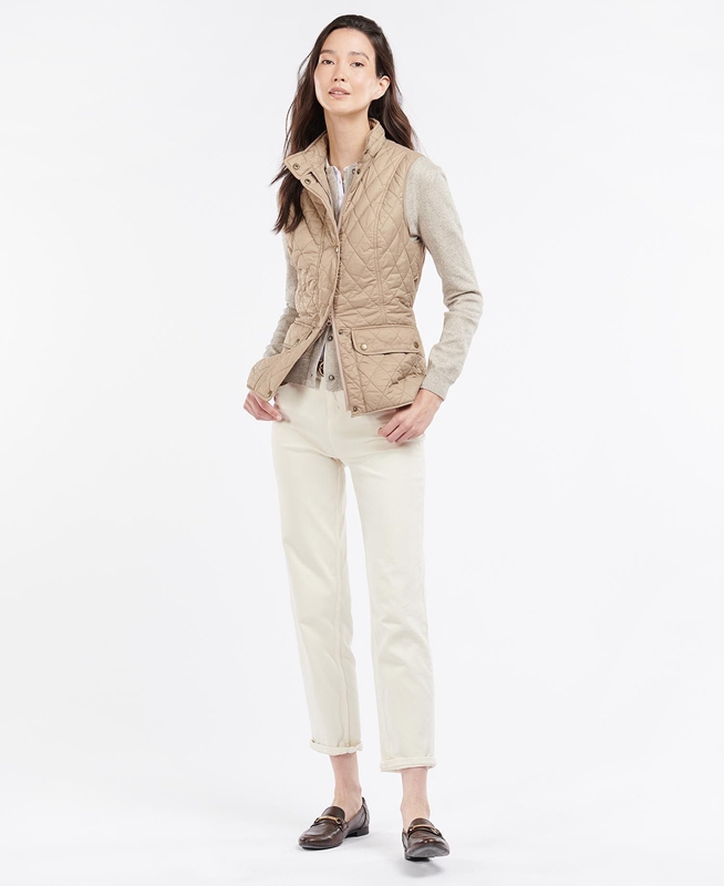 Beige Women's Barbour Weste Otterburn Vest | UMHY-80695