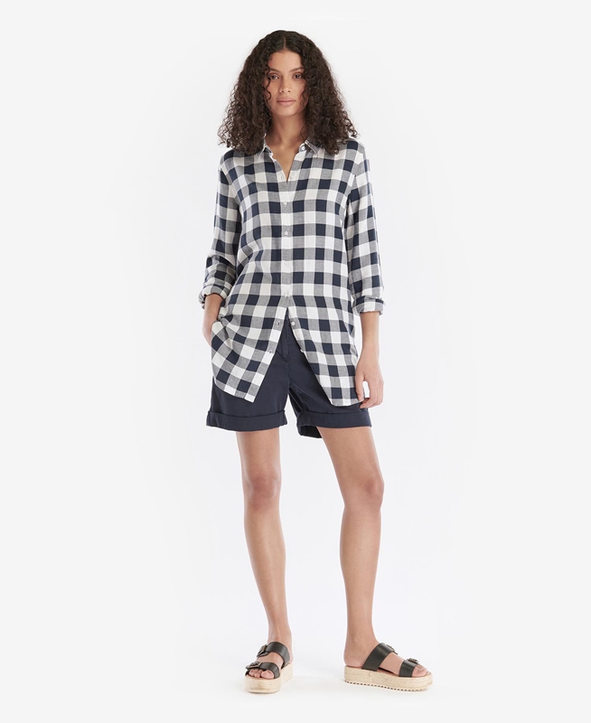 Black / Grey Women's Barbour Baymouth Shirts | VPDT-70642