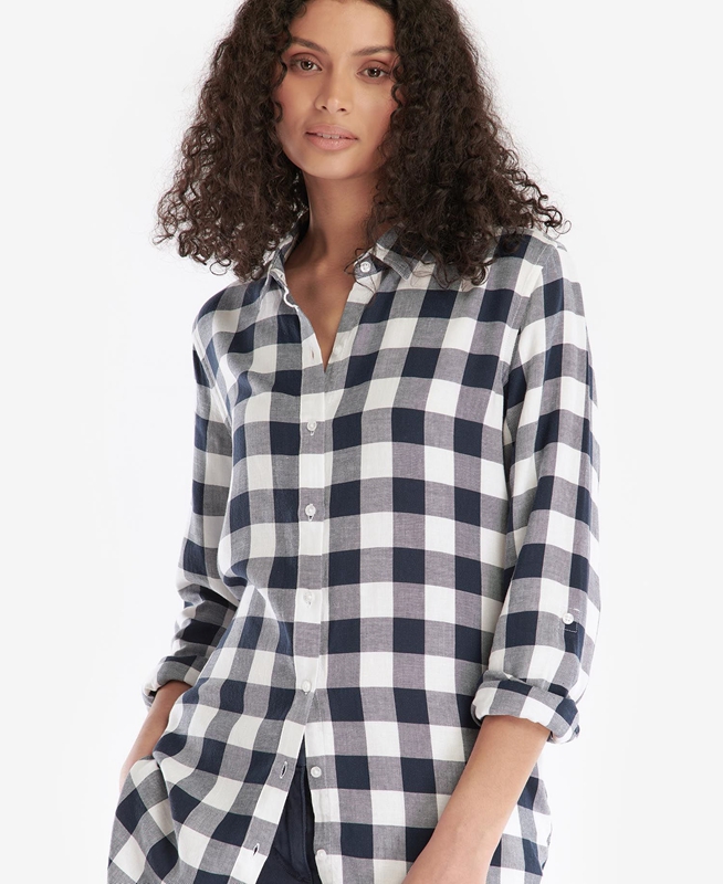 Black / Grey Women's Barbour Baymouth Shirts | VPDT-70642