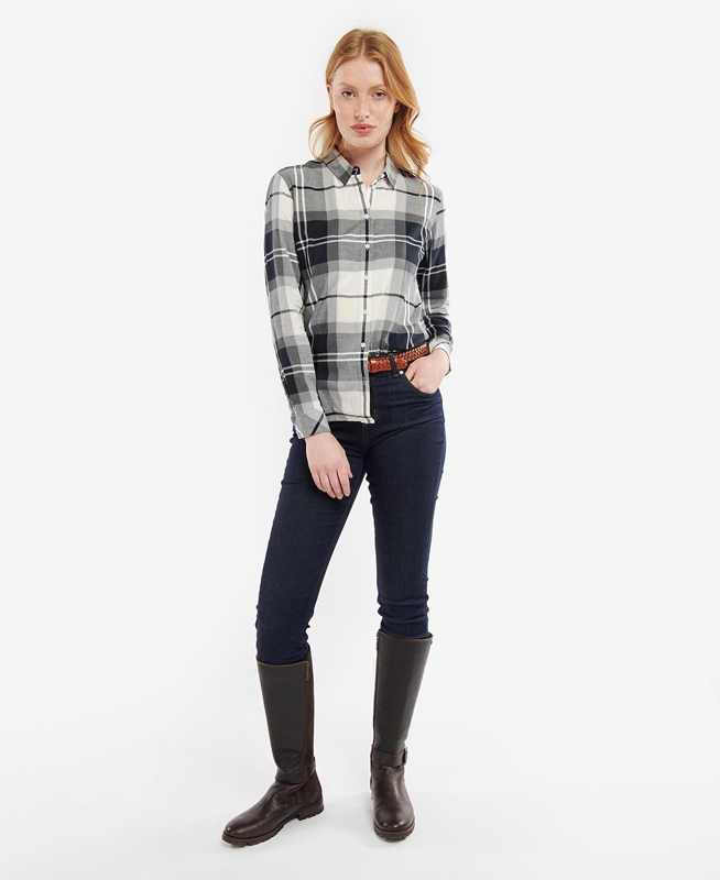 Black / Grey Women's Barbour Bredon Shirts | OXSU-56189