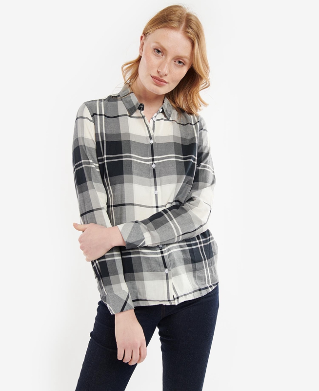 Black / Grey Women\'s Barbour Bredon Shirts | OXSU-56189