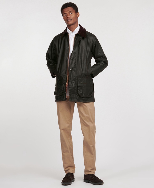 Black Men's Barbour Beaufort® Waxed Jackets | BDJH-03861