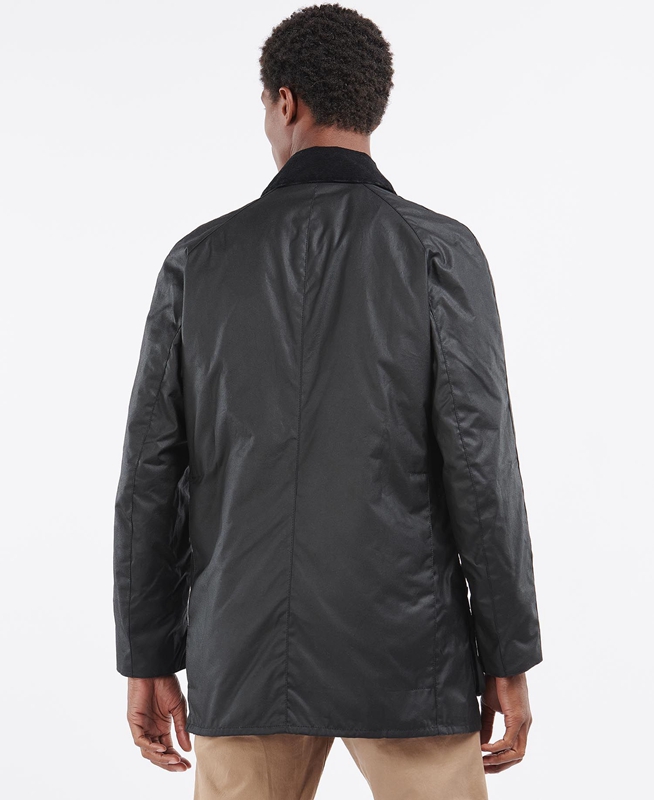 Black Men's Barbour Beausby Waxed Jackets | PTKR-59872