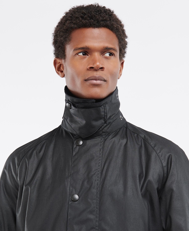 Black Men's Barbour Beausby Waxed Jackets | PTKR-59872