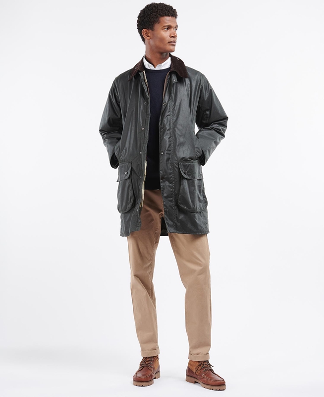 Black Men's Barbour Border® Waxed Jackets | ZVRM-76329