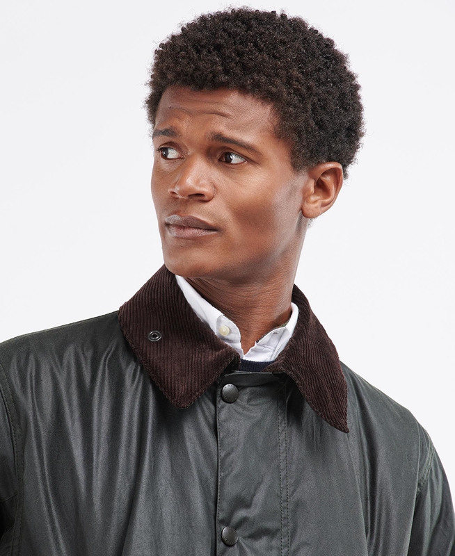 Black Men's Barbour Border® Waxed Jackets | ZVRM-76329