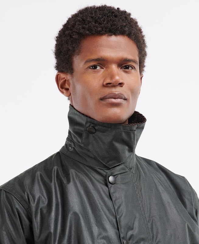 Black Men's Barbour Border® Waxed Jackets | ZVRM-76329