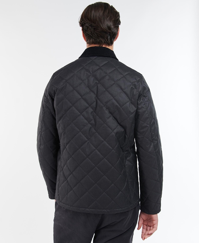 Black Men's Barbour Checked Heron Quilted Jackets | KWCT-78046