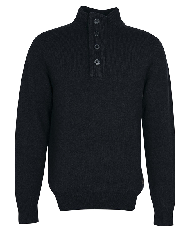 Black Men's Barbour Essential Elbow Patch Sweaters | TBYP-78391