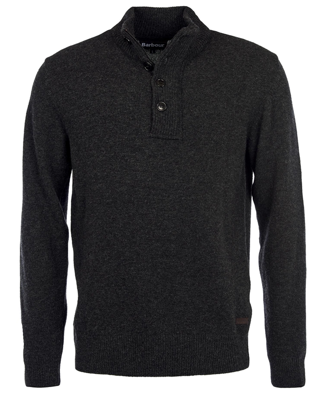 Black Men's Barbour Essential Patch Half Zip Sweaters | NBMV-18324