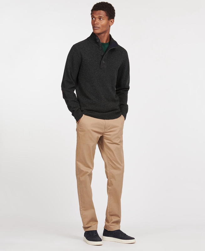 Black Men's Barbour Essential Patch Half Zip Sweaters | NBMV-18324