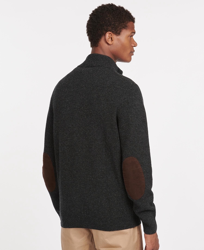 Black Men's Barbour Essential Patch Half Zip Sweaters | NBMV-18324