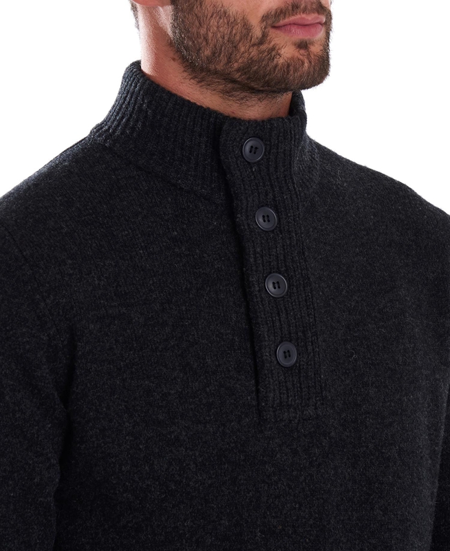 Black Men's Barbour Essential Patch Half Zip Sweaters | NBMV-18324