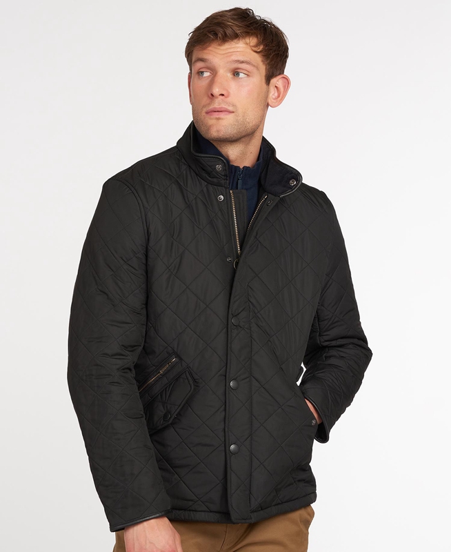 Black Men\'s Barbour Powell Quilted Jackets | KNXB-30712