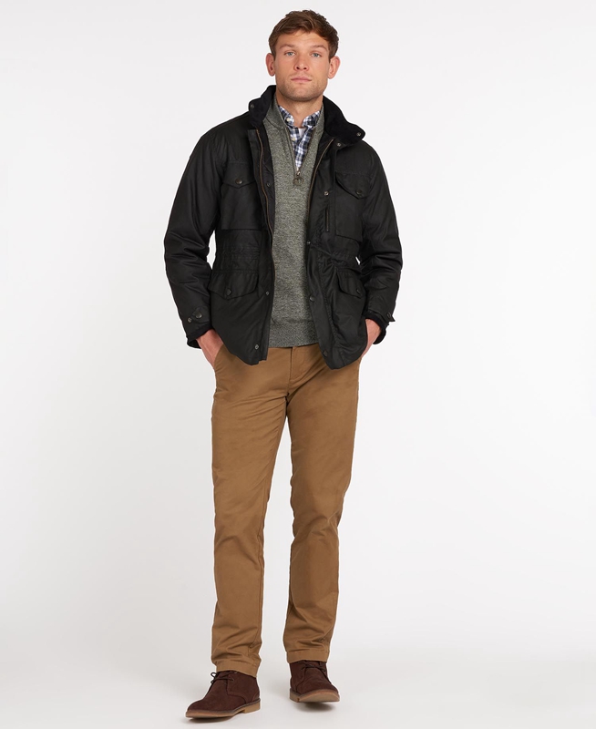 Black Men's Barbour Sapper Waxed Jackets | XFQB-92315