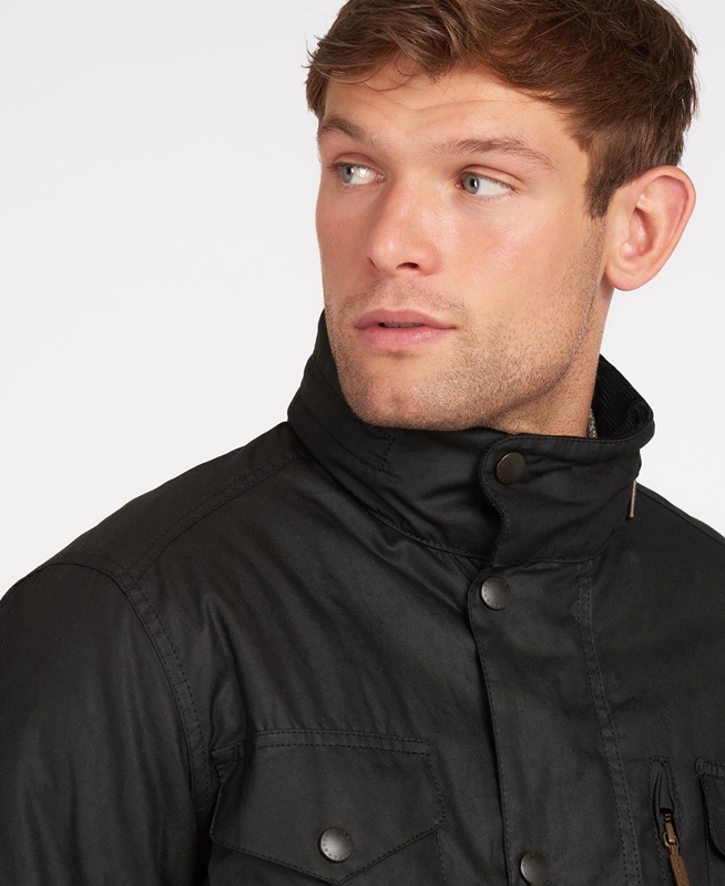 Black Men's Barbour Sapper Waxed Jackets | XFQB-92315