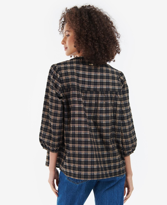 Black Women's Barbour Lorelie Top Shirts | CJUR-27849