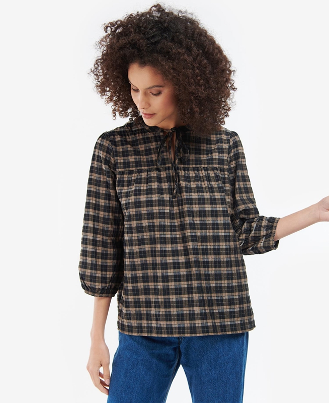 Black Women's Barbour Lorelie Top Shirts | CJUR-27849