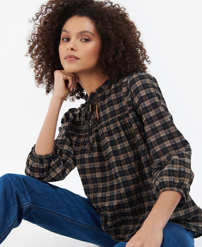 Black Women\'s Barbour Lorelie Top Shirts | CJUR-27849