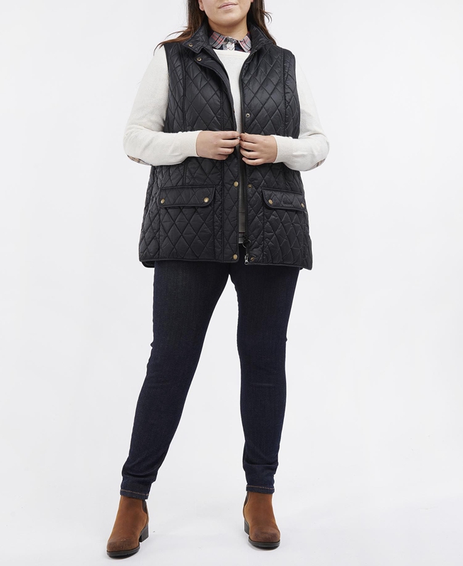 Black Women's Barbour Plus Otterburn Vest | AFQD-41976