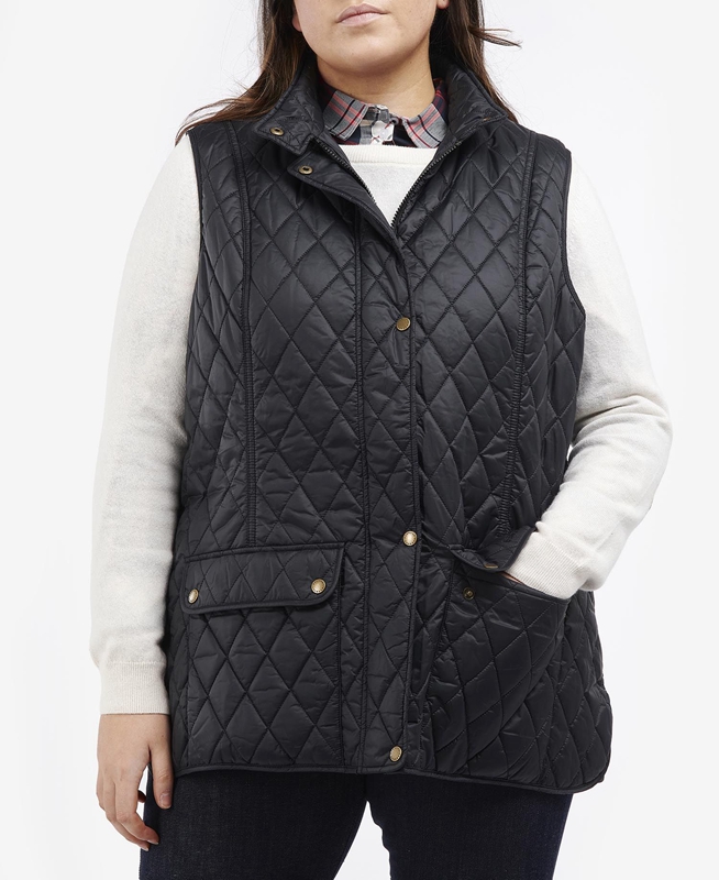 Black Women\'s Barbour Plus Otterburn Vest | AFQD-41976