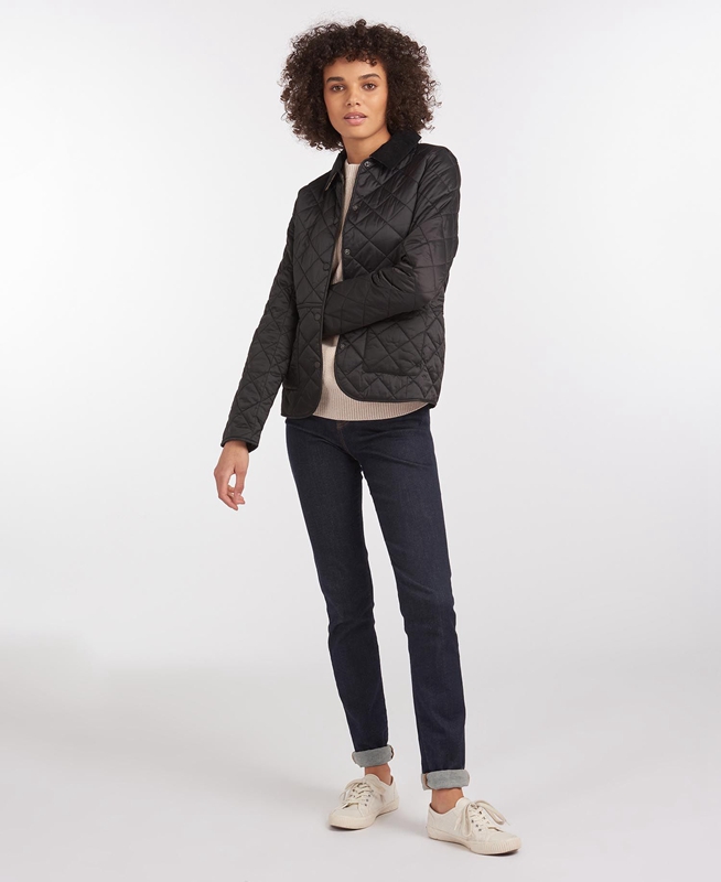 Black Women's Barbour Steppjacke Deveron Quilted Jackets | QVIK-31486