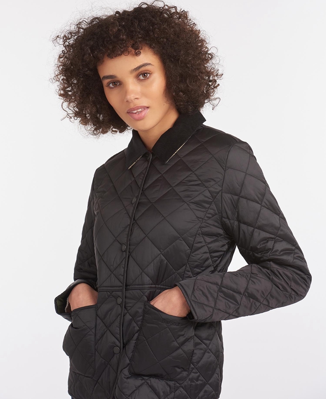 Black Women's Barbour Steppjacke Deveron Quilted Jackets | QVIK-31486