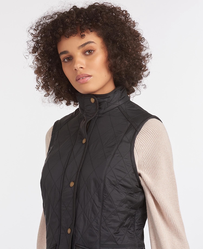 Black Women's Barbour Weste Cavalry Vest | WPKX-51048