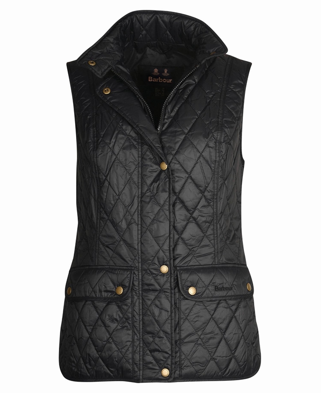 Black Women's Barbour Weste Otterburn Vest | KEAT-01839