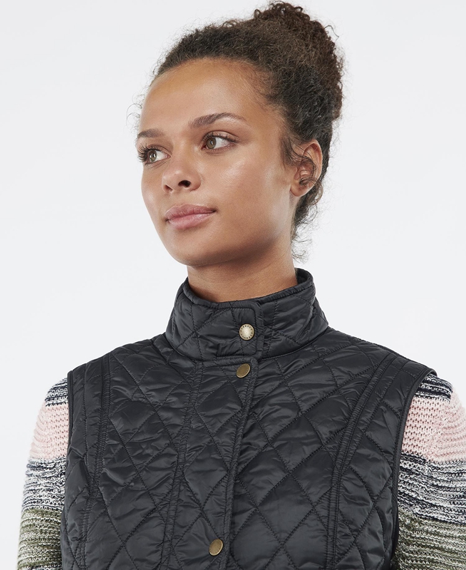 Black Women's Barbour Weste Otterburn Vest | KEAT-01839