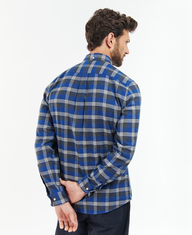 Blue Men's Barbour Brockwell Tailored Fit Shirts | YGWV-58769