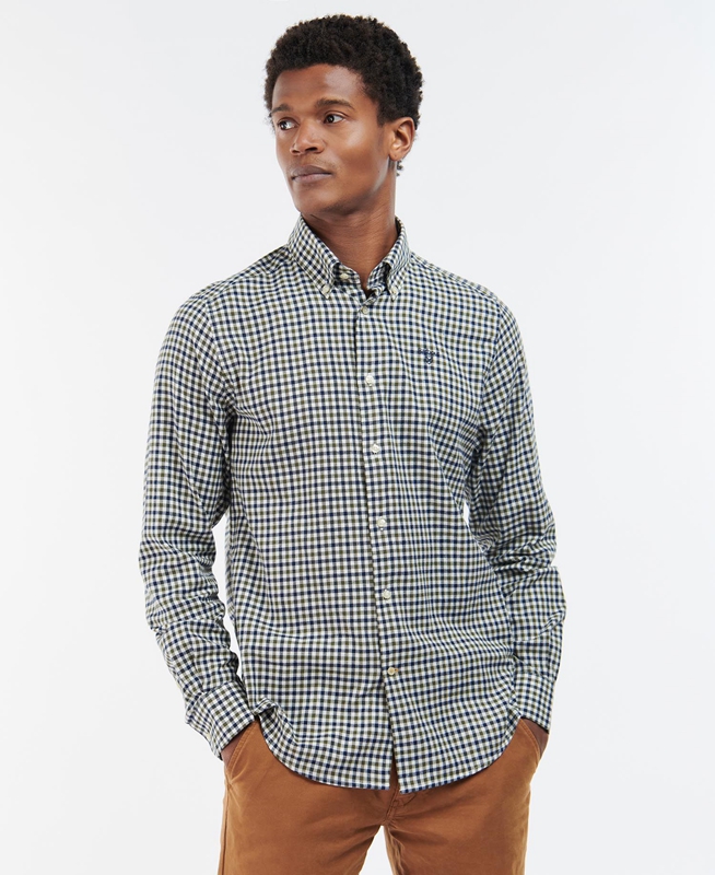 Blue Men's Barbour Finkle Tailored Shirts | WNXM-25617