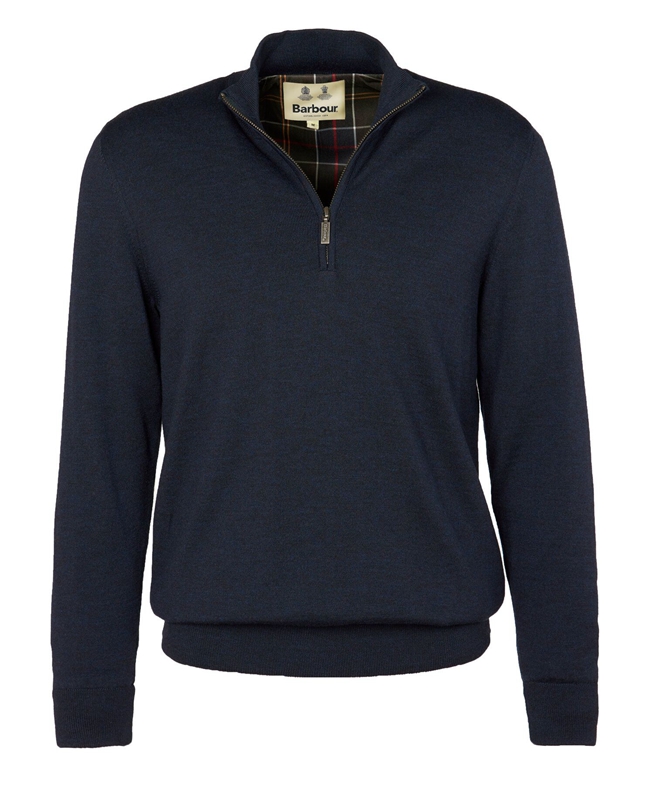 Blue Men's Barbour Gamlan Half Zip Sweaters | DFRC-06248