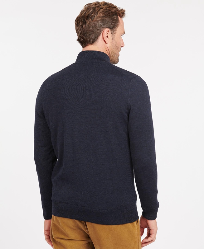 Blue Men's Barbour Gamlan Half Zip Sweaters | DFRC-06248