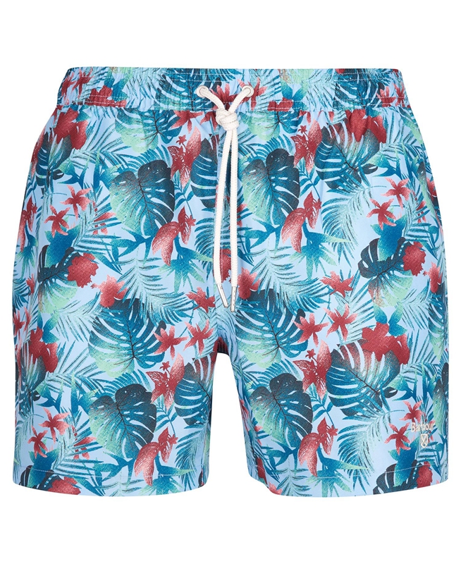 Blue Men's Barbour Hawaiian Print Swim Pants | EJCB-57692