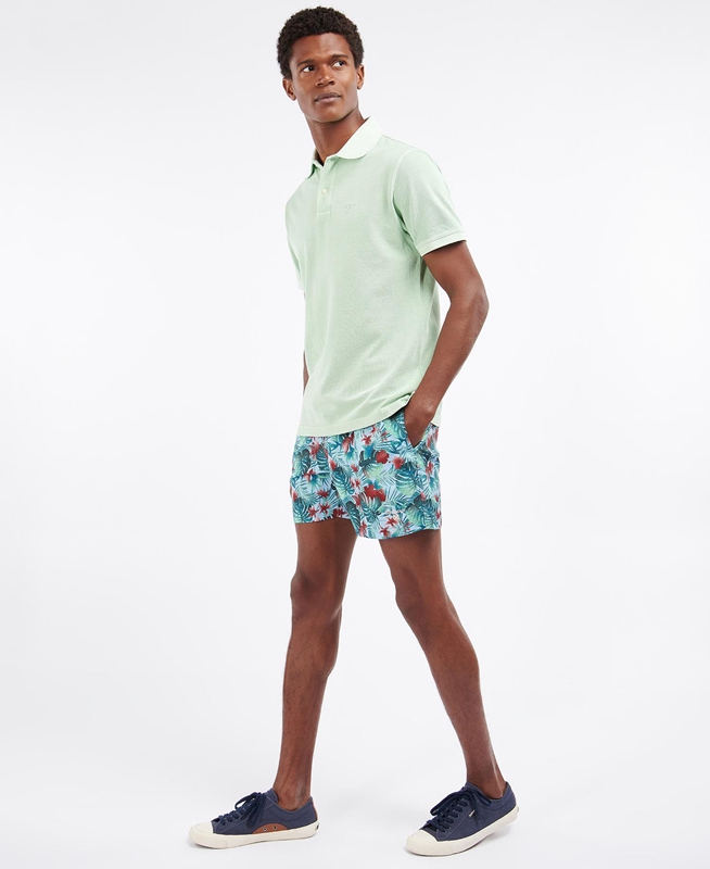 Blue Men's Barbour Hawaiian Print Swim Pants | EJCB-57692