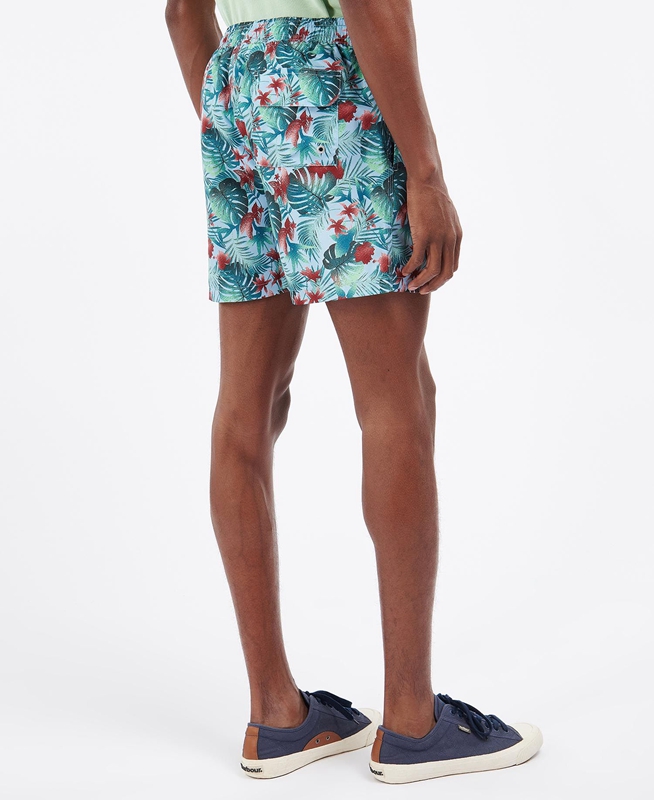 Blue Men's Barbour Hawaiian Print Swim Pants | EJCB-57692