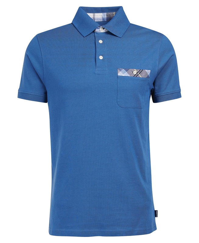 Blue Men's Barbour Lirst Polo shirts | WUPK-35692