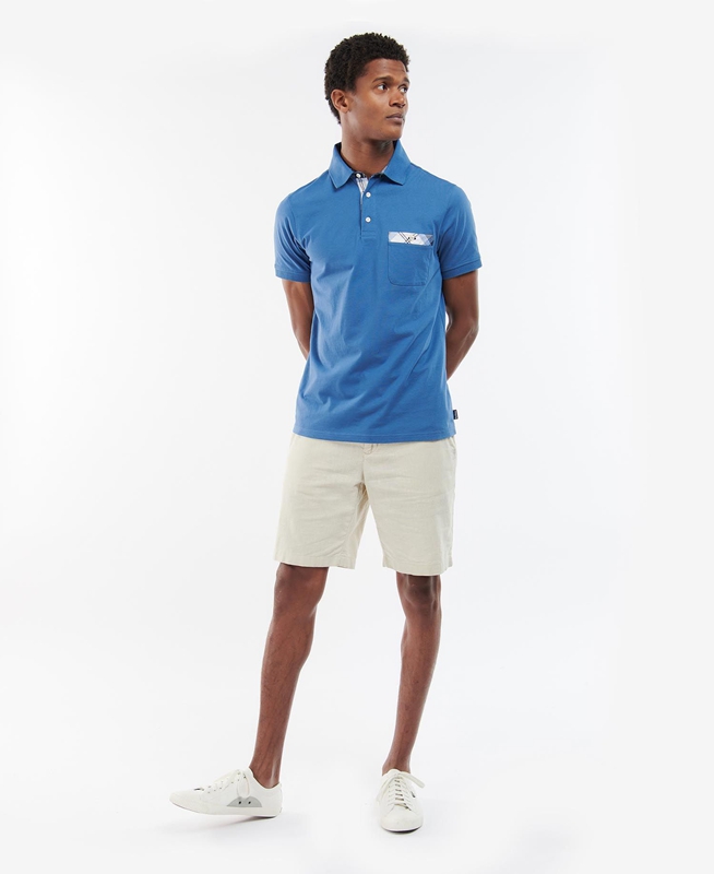 Blue Men's Barbour Lirst Polo shirts | WUPK-35692