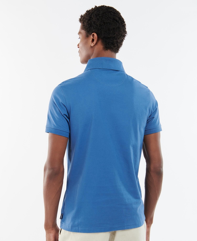 Blue Men's Barbour Lirst Polo shirts | WUPK-35692