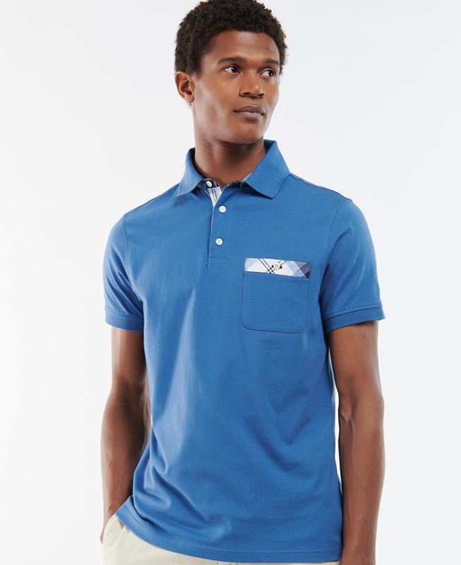 Blue Men's Barbour Lirst Polo shirts | WUPK-35692