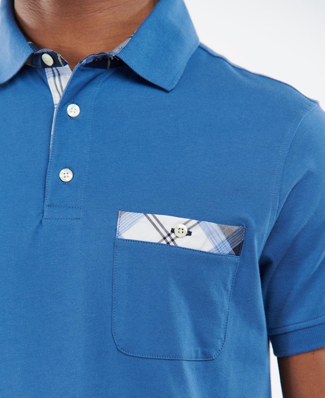 Blue Men's Barbour Lirst Polo shirts | WUPK-35692