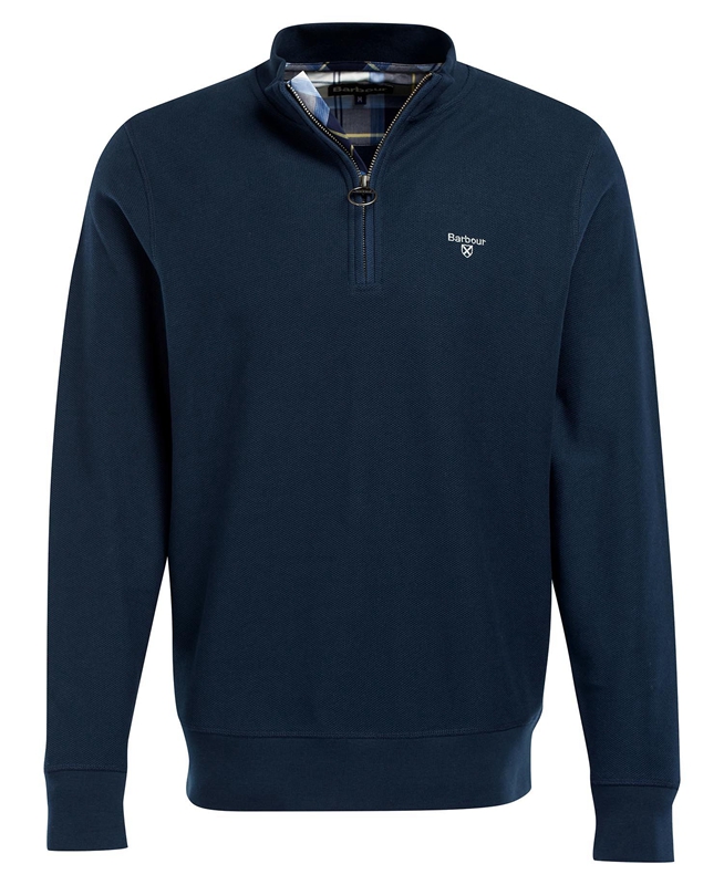 Blue Men's Barbour Rigg Half Zip Sweatshirts | SMXI-51976