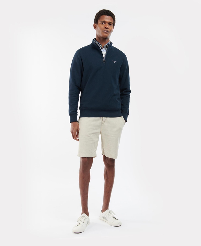 Blue Men's Barbour Rigg Half Zip Sweatshirts | SMXI-51976