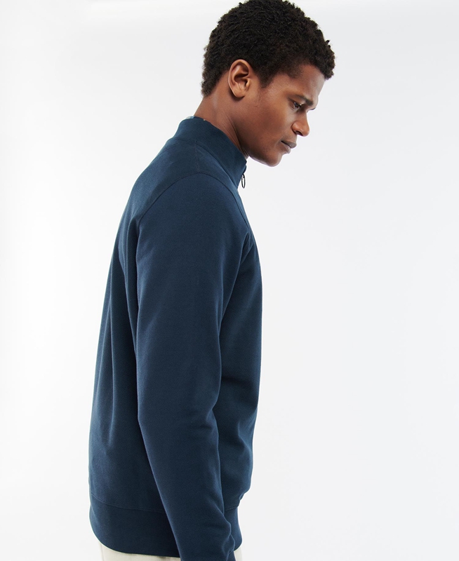 Blue Men's Barbour Rigg Half Zip Sweatshirts | SMXI-51976