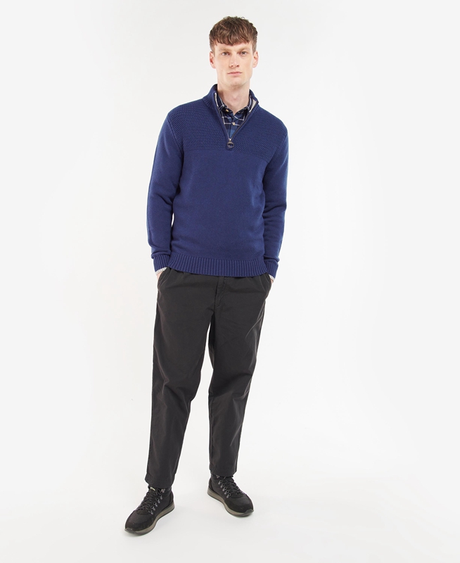 Blue Men's Barbour Shoal Half Zip Sweaters | CIVO-79526